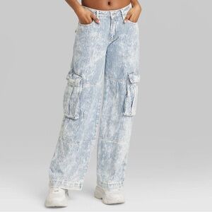 Wild Fable Blue and White Baggy Cargo Pants